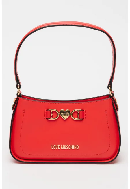 Ръчна чанта с метално лого - Червен