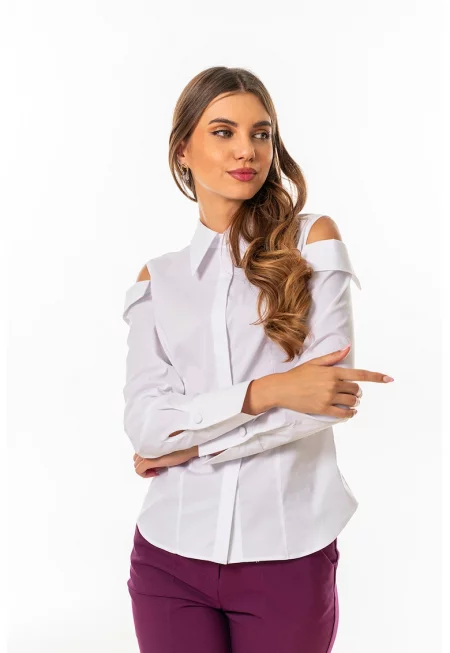 Риза Felicia с отвори на раменете - Бял