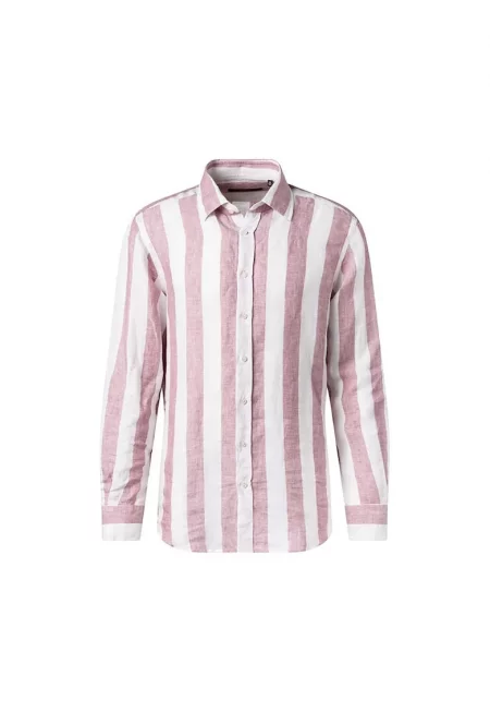 Риза с дълъг ръкав и принт на райета - Розово