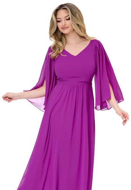 Рокля Monasque от шифон със свободни ръкави - Светлорозов