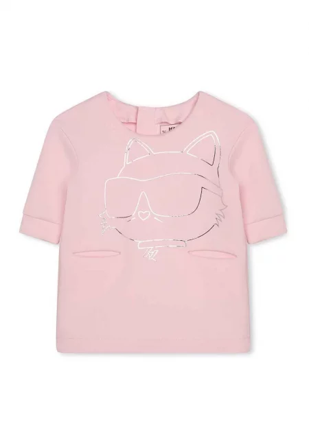 Рокля тип тениска с лого - Пастелнорозов