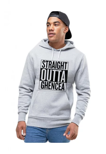 Сив суичер с качулка Straight Outta Ghencea