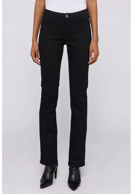 Слим дънки с миди талия - Черен