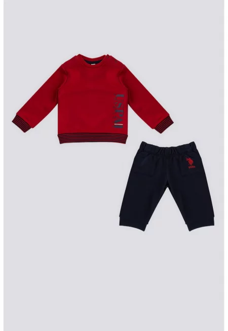 Спортен екип с лого - Червен/Тъмносин
