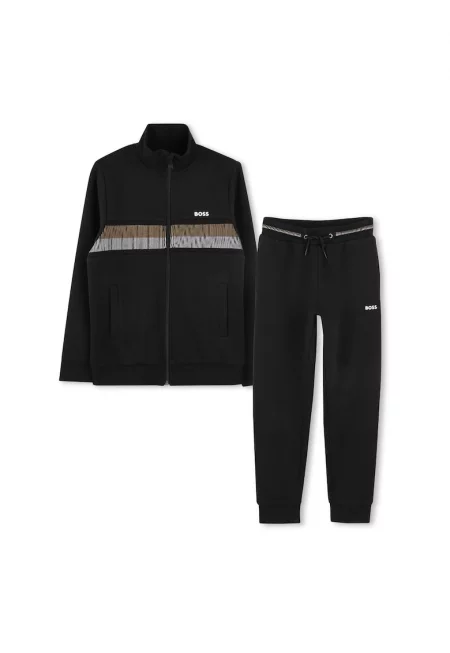 Спортен екип с памук с цип - Черен