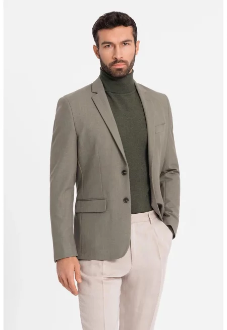 Стандартно сако с джобове с капаче - Зелени аспержи