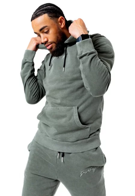 Суичър с качулка  Acid Wash Hoody TWLR-135 - зелен - Зелен