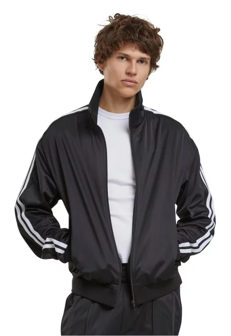 Суитшърт с цип и контрасти на ръкавите - Черен