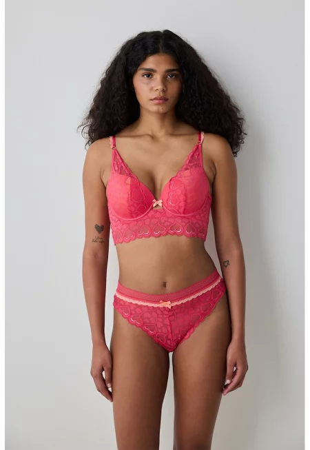Сутиен с дантелен слой - Корал