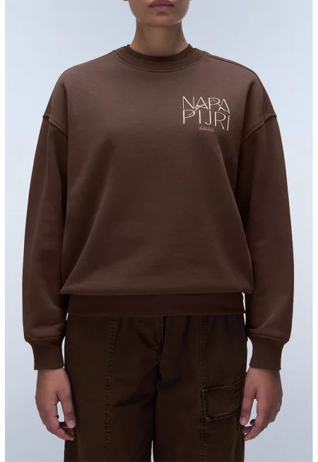 Свободен суитшърт с шарка - Кафяв