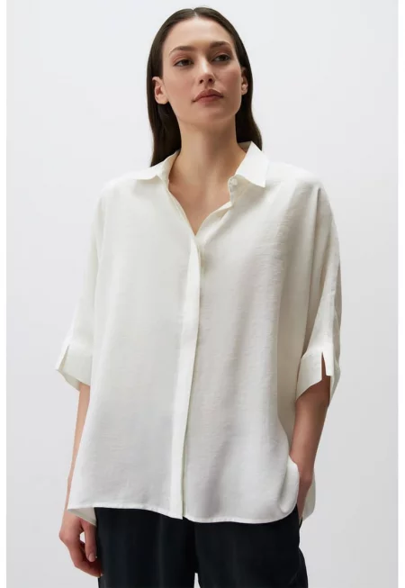 Свободна риза с модал - Бял