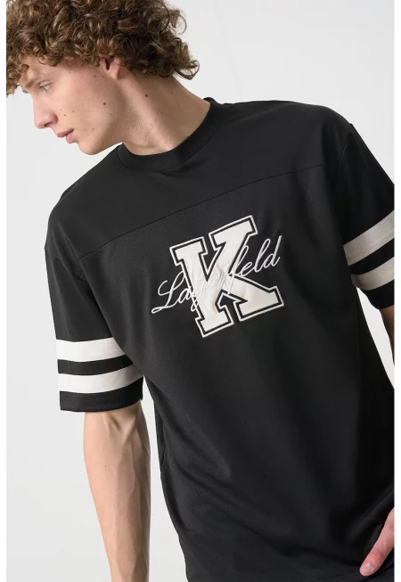 Тениска с лого - Бял/Избеляло черно