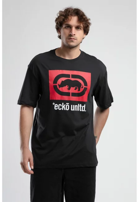 Уголемена тениска Ithaca с лого - Черен