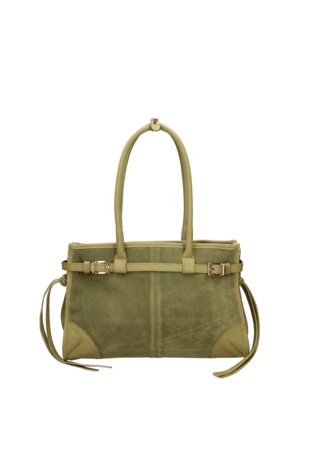 Велурена чанта за рамо Novara Ultra - Тъмнозелен