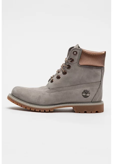 Велурени ботуши с връзки - Светло кафяво/Бронз