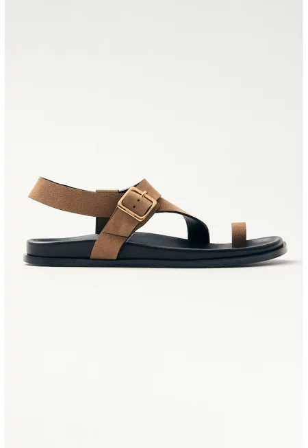 Велурени сандали Siren с каишка с тока - Карамел