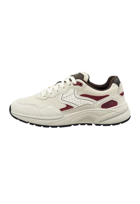 Велурени спортни обувки Jaybro с мрежа - Бордо/Крем