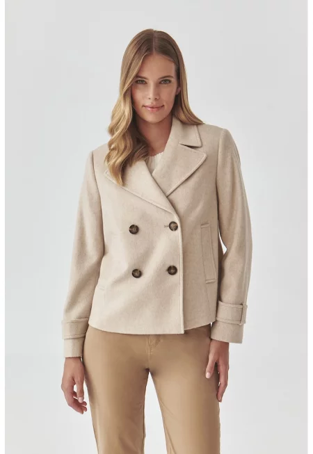 Яке Melfa с вълна с двуредно закопчаване - Светло бежово
