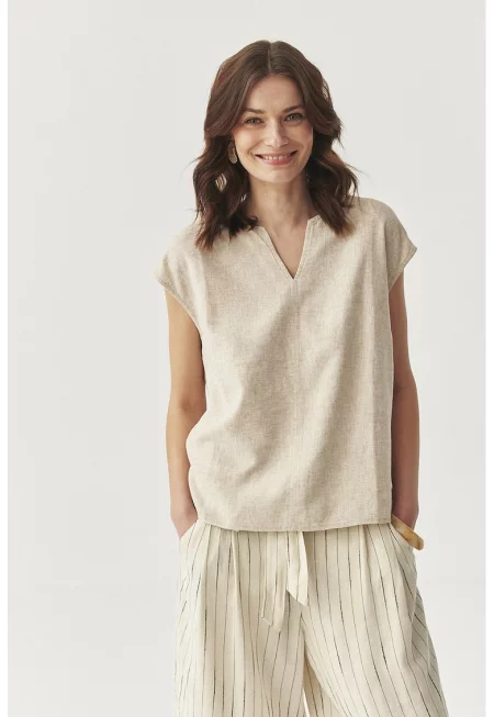 Блуза с лен - Бежов