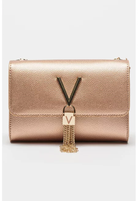 Чанта през рамо Divina с презрамка с верижка - Розово златисто