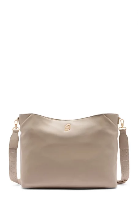 Чанта за рамо с лого - Бежов