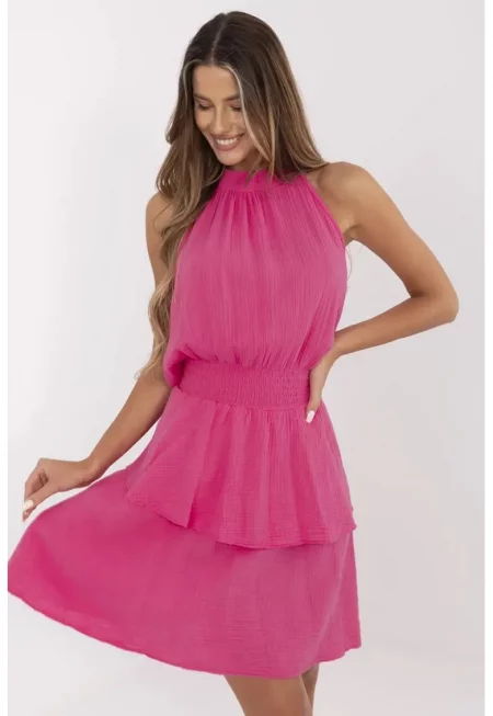 Crep Aspect Dress With Back Bow