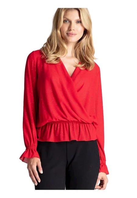 Дамска блуза 59021 -  Полиестер - Червена