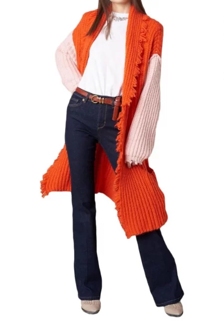 Дамска жилетка -  найлон/вискоза - оранжево -