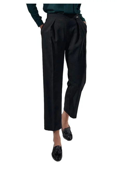 Дамски панталон  M720 - черен - елегантен - висока талия - полиестер