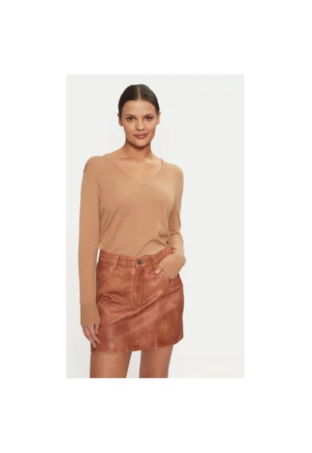 Дамски пуловер -  304724039 - Памук/Модал - Бежов - Бежов