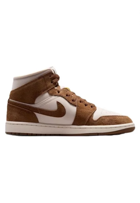 Дамски спортни обувки -  Wmns Air Jordan 1 Mid - Екологична кожа - Кафяв - Кафяв