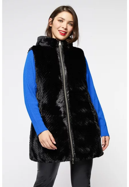 Елек с еко пух и качулка