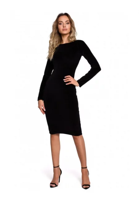 Кафява велурена рокля тип молив