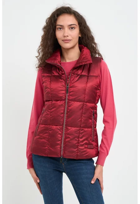 Капитониран елек с джобове встрани - Червен