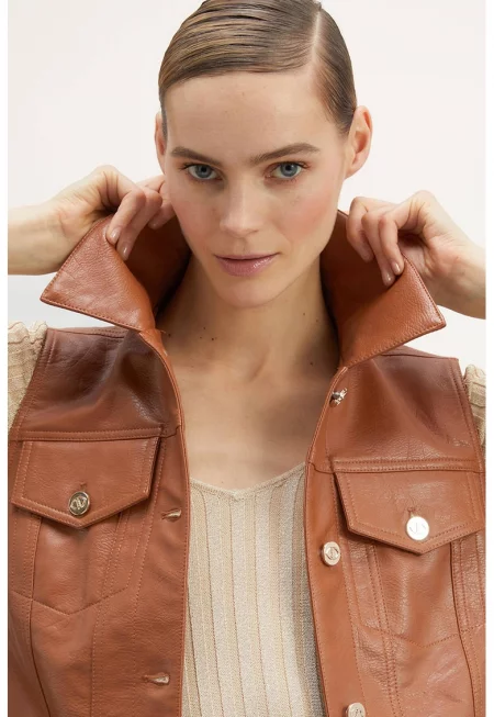 Къс елек от еко кожа