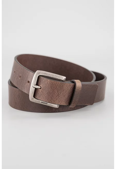 Кожен колан с релеф - Тъмнокафяв