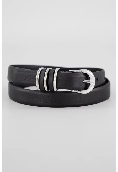 Кожен колан с тока - Черен