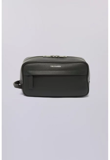 Кожен козметичен несесер - Черен