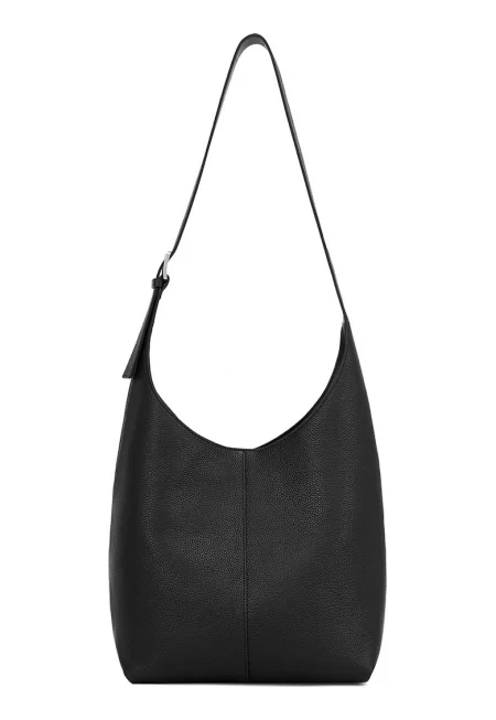 Кожена чанта Хобо - Черен
