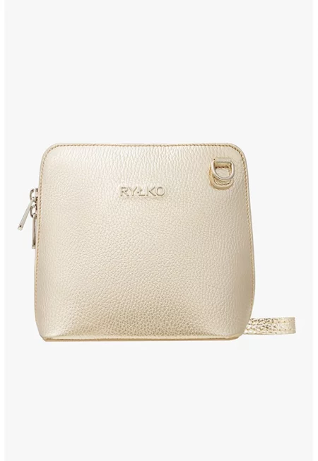 Кожена чанта през рамо - Златист