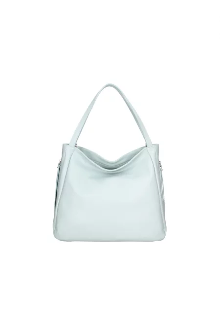 Кожена хобо чанта - Светлосин