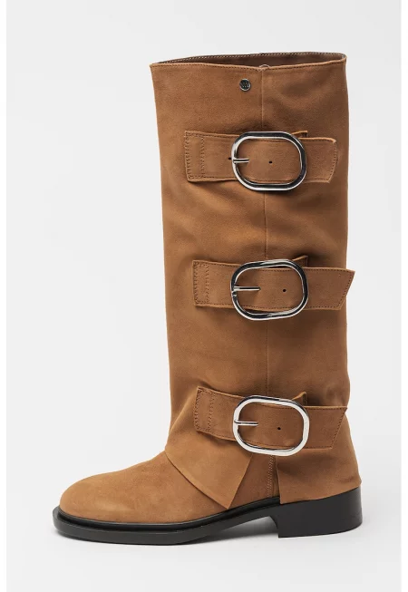 Кожени ботуши Mia - Карамел