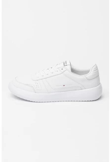 Кожени маратонки Modern с лого - Бял