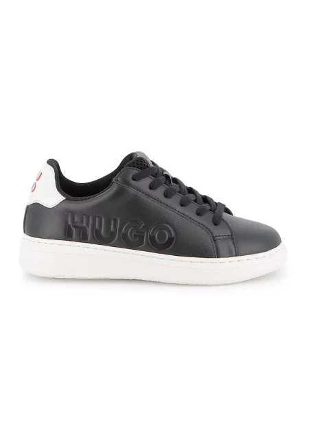 Кожени маратонки с лого - Черен