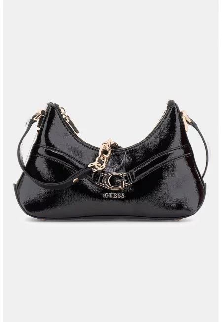 Лачена чанта през рамо - Черен