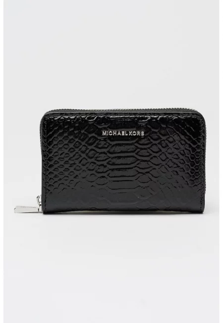 Лачено кожено портмоне Bryant с шагрен - Черен