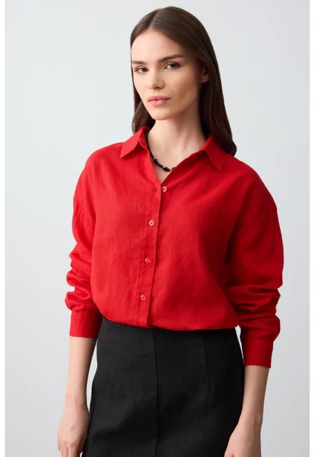 Ленена риза - Червен