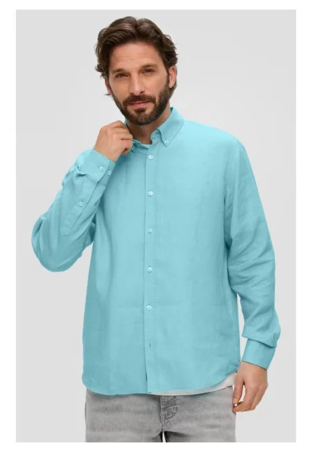 Мъжка ленена риза с дълъг ръкав и Regular fit кройка -
