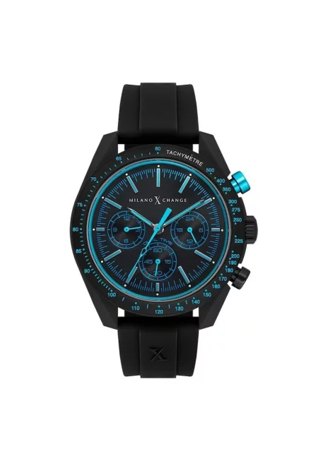 Мъжки часовник  модел MXG3115 - 43 мм - кварцов механизъм - водоустойчив на 5 ATM - пластмасова каишка - черен цвят