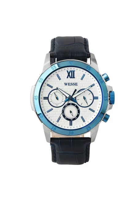 Мъжки часовник  модел WWG400004L - сребрист - синя каишка - кварцов механизъм - водоустойчивост 3 ATM